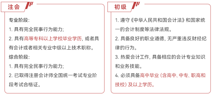 初級注會(huì)對比
